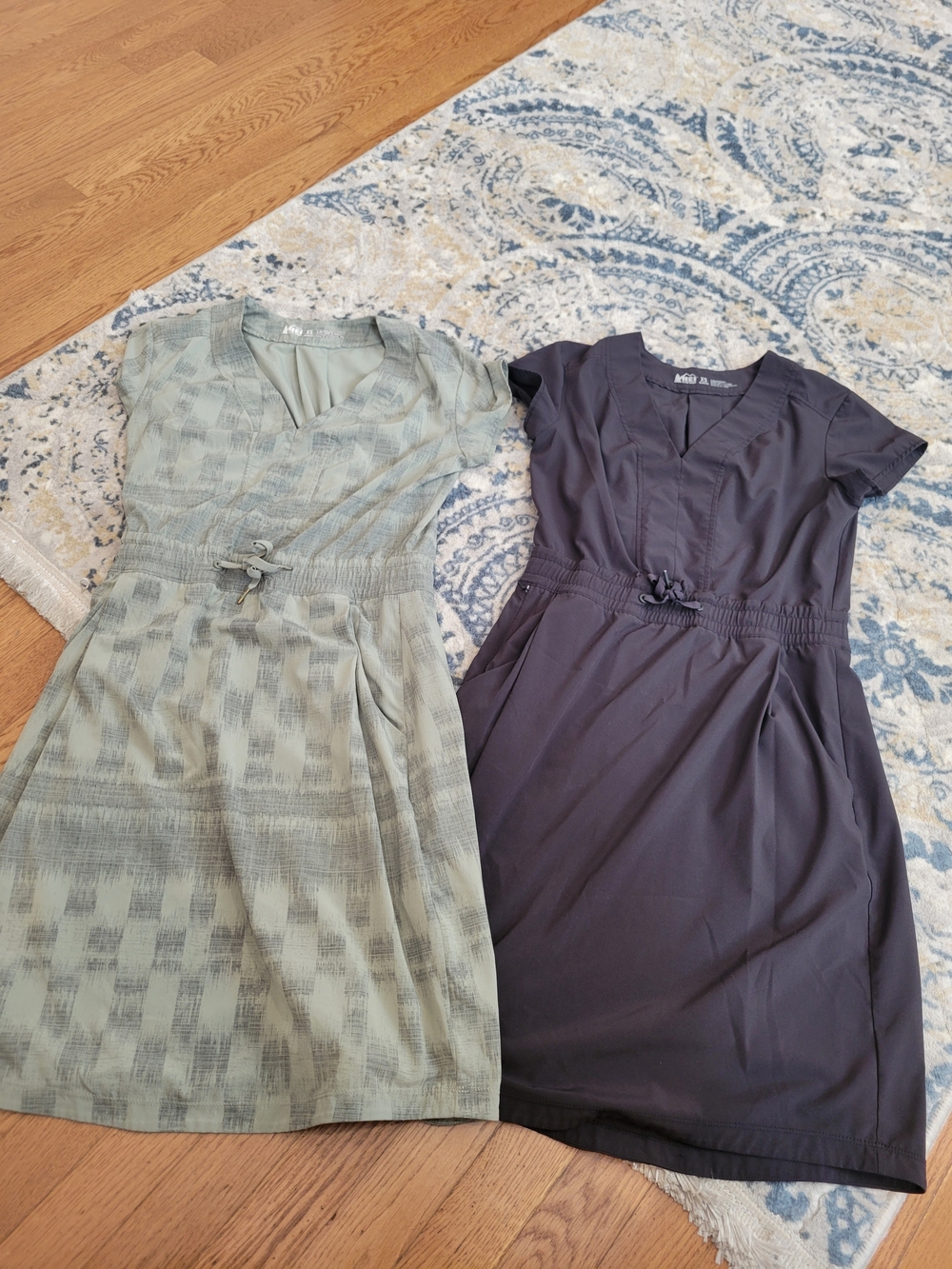 REI Co-Op Women's Aoraki Travel Dresses in Sage Green and Charcoal Lot Of 2 XS